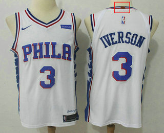 Men's Philadelphia 76ers #3 Allen Iverson White 2017-2018 Nike Authentic Stubhub Stitched NBA Jersey