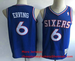 Men's Philadelphia 76ers #6 Julius Erving 1982-83 Blue Hardwood Classics Soul Swingman Throwback Jersey