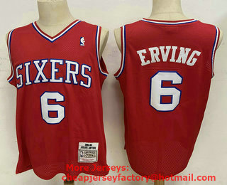 Men's Philadelphia 76ers #6 Julius Erving 1982-83 Red Hardwood Classics Soul Swingman Throwback Jersey