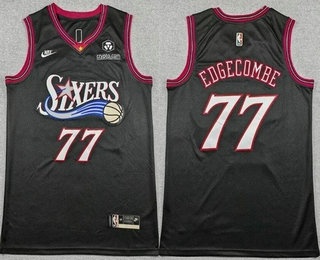 Men's Philadelphia 76ers #77 VJ Edgecombe Black Classic Sponsor Swingman Jersey