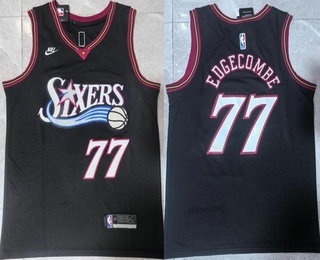 Men's Philadelphia 76ers #77 VJ Edgecombe Black Classic Swingman Jersey