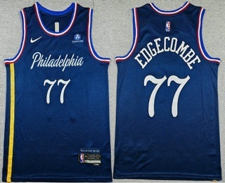 Men's Philadelphia 76ers #77 VJ Edgecombe Navy 2025 City Sponsor Swingman Jersey