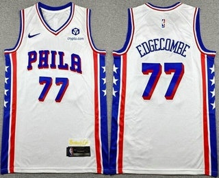 Men's Philadelphia 76ers #77 VJ Edgecombe White Sponsor Swingman Jersey