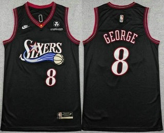 Men's Philadelphia 76ers #8 Paul George Black Classic Sponsor Swingman Jersey