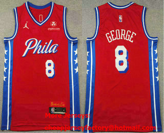 Men's Philadelphia 76ers #8 Paul George Red Icon Sponsor Swingman Jersey