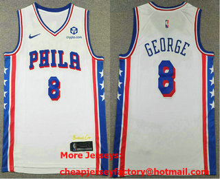 Men's Philadelphia 76ers #8 Paul George White Icon Sponsor Swingman Jersey