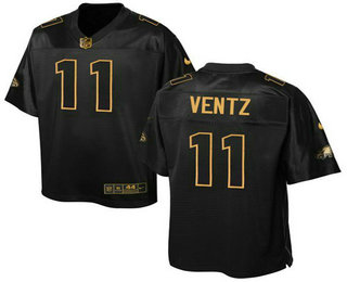 Men's Philadelphia Eagle #11 Carson Wentz Black Elite Pro Line Gold Collection Jersey