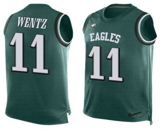 Men's Philadelphia Eagle #11 Carson Wentz Green Team Color Nike Limited Tank Top Jersey