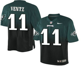 Men's Philadelphia Eagle #11 Carson Wentz Midnight Green Black Elite Fadeaway Fashion Jersey