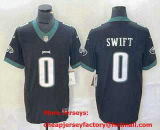 Men's Philadelphia Eagles #0 DAndre Swift Black 2023 FUSE Vapor Limited Stitched Jersey