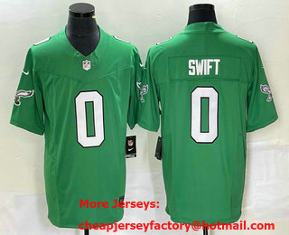 Men's Philadelphia Eagles #0 DAndre Swift Green 2023 FUSE Vapor Limited Throwback Stitched Jersey