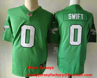 Men's Philadelphia Eagles #0 DAndre Swift Green Alternate FUSE Vapor Limited Stitched Jersey