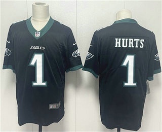 Men's Philadelphia Eagles #1 Jalen Hurts Black 2024 New Vapor Untouchable Limited Stitched Jersey