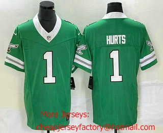 Men's Philadelphia Eagles #1 Jalen Hurts Blue 2023 FUSE Vapor Limited Throwback Stitched Jersey 02