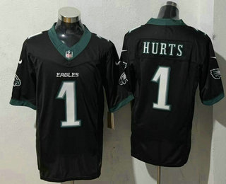 Men's Philadelphia Eagles #1 Jalen Hurts Limited Black FUSE Vapor Jersey