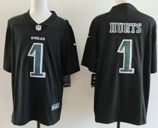 Men's Philadelphia Eagles #1 Jalen Hurts Limited Black Fashion Vapor Jersey