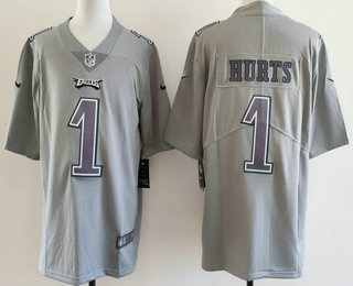 Men's Philadelphia Eagles #1 Jalen Hurts Limited Grey Fashion Vapor Jersey