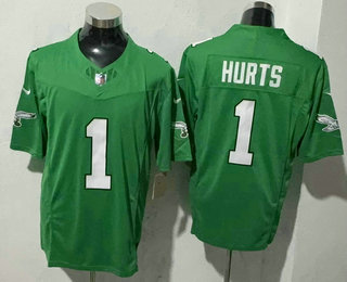 Men's Philadelphia Eagles #1 Jalen Hurts Limited Kelly Green FUSE Vapor Jersey
