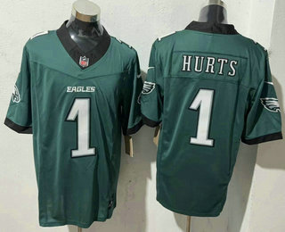Men's Philadelphia Eagles #1 Jalen Hurts Limited Midnight Green FUSE Vapor Jersey
