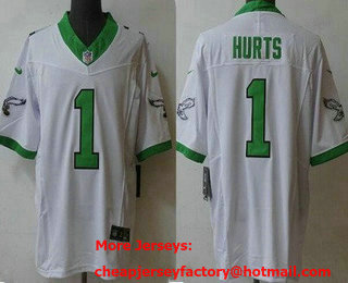 Men's Philadelphia Eagles #1 Jalen Hurts Limited White Alternate FUSE Vapor Jersey