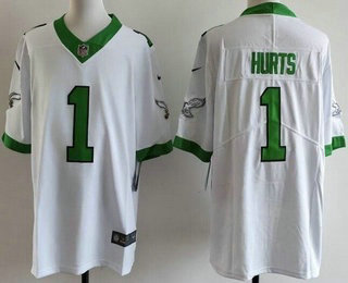 Men's Philadelphia Eagles #1 Jalen Hurts Limited White Alternate Vapor Jersey