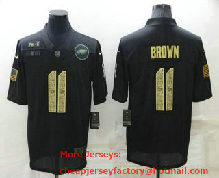Men's Philadelphia Eagles #11 AJ Brown Black Camo 2020 Salute To Service Stitched NFL Nike Limited Jersey