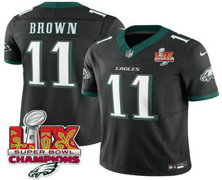 Men's Philadelphia Eagles #11 AJ Brown Black Limited Super Bowl LIX Champions FUSE Vapor Jersey