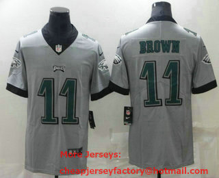 Men's Philadelphia Eagles #11 AJ Brown Grey 2019 Inverted Legend Stitched NFL Nike Limited Jersey