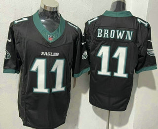 Men's Philadelphia Eagles #11 AJ Brown Limited Black FUSE Vapor Jersey