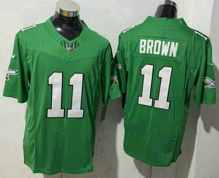 Men's Philadelphia Eagles #11 AJ Brown Limited Kelly Green FUSE Vapor Jersey