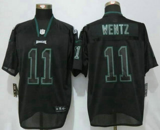 Men's Philadelphia Eagles #11 Carson Wentz Lights Out Black NFL Nike Elite Jersey