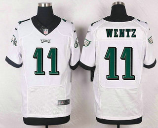 Men's Philadelphia Eagles #11 Carson Wentz White Road NFL Nike Elite Jersey