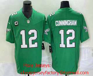 Men's Philadelphia Eagles #12 Randall Cunningham C Patch 2023 FUSE Vapor Limited Throwback Stitched Jersey