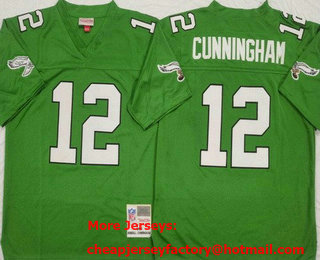 Men's Philadelphia Eagles #12 Randall Cunningham Green 1990 Throwback Jersey