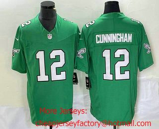 Men's Philadelphia Eagles #12 Randall Cunningham Green 2023 FUSE Vapor Limited Throwback Stitched Jersey