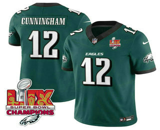Men's Philadelphia Eagles #12 Randall Cunningham Green Limited Super Bowl LIX Champions FUSE Vapor Jersey