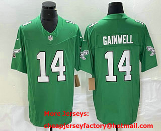 Men's Philadelphia Eagles #14 Kenneth Gainwell Green 2023 FUSE Vapor Limited Throwback Stitched Jersey