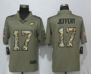 Men's Philadelphia Eagles #17 Alshon Jeffery Olive With Camo 2017 Salute To Service Stitched NFL Nike Limited Jersey