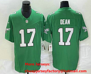 Men's Philadelphia Eagles #17 Nakobe Dean Green 2023 FUSE Vapor Limited Throwback Stitched Jersey