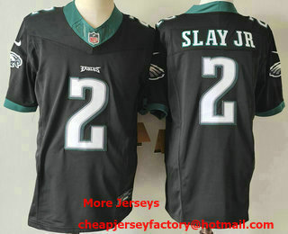 Men's Philadelphia Eagles #2 Darius Slay JR Black 2023 FUSE Vapor Limited Stitched Jersey