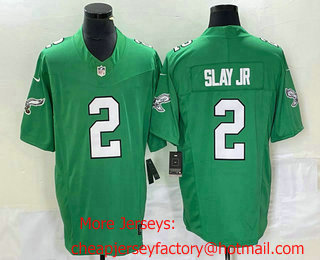 Men's Philadelphia Eagles #2 Darius Slay JR Green 2023 FUSE Vapor Limited Throwback Stitched Jersey