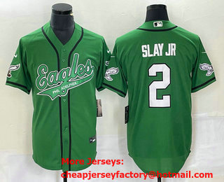 Men's Philadelphia Eagles #2 Darius Slay JR Green Cool Base Stitched Baseball Jersey