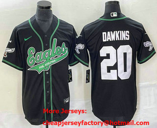Men's Philadelphia Eagles #20 Brian Dawkins Black Cool Base Stitched Baseball Jersey