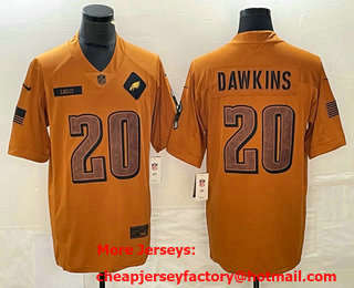 Men's Philadelphia Eagles #20 Brian Dawkins Brown 2023 Salute To Service Limited Stitched Jersey