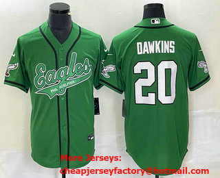 Men's Philadelphia Eagles #20 Brian Dawkins Green Cool Base Stitched Baseball Jersey