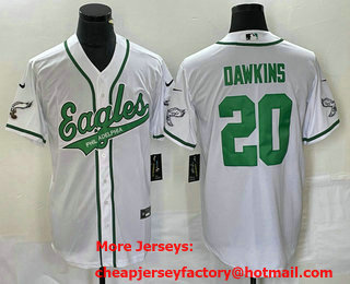 Men's Philadelphia Eagles #20 Brian Dawkins Green Cool Base Stitched Baseball Jersey