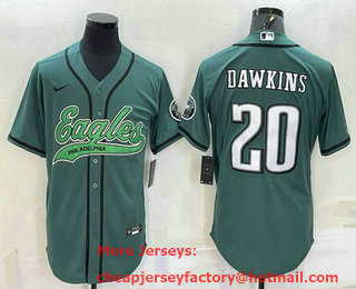 Men's Philadelphia Eagles #20 Brian Dawkins Green With Patch Cool Base Stitched Baseball Jersey