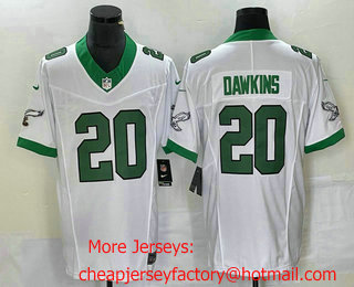 Men's Philadelphia Eagles #20 Brian Dawkins White 2023 FUSE Vapor Limited Throwback Stitched Jersey