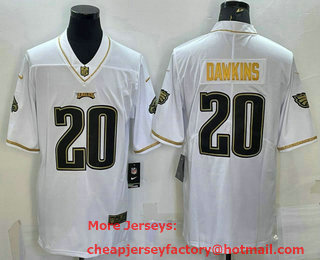 Men's Philadelphia Eagles #20 Brian Dawkins White Golden Edition Stitched NFL Nike Limited Jersey