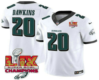 Men's Philadelphia Eagles #20 Brian Dawkins White Limited Super Bowl LIX Champions FUSE Vapor Jersey